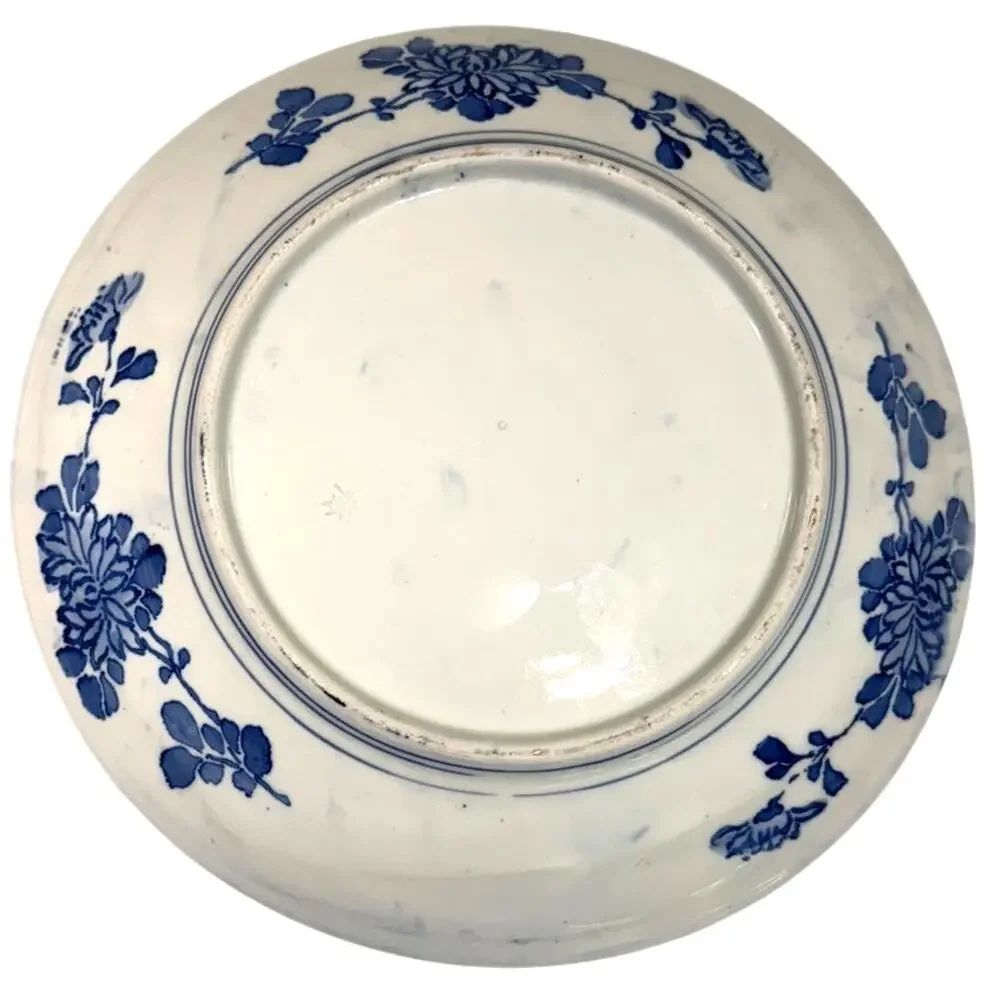 Antique Cauldon England Blue White Transferware Japonisme Floral Cabinet Plate